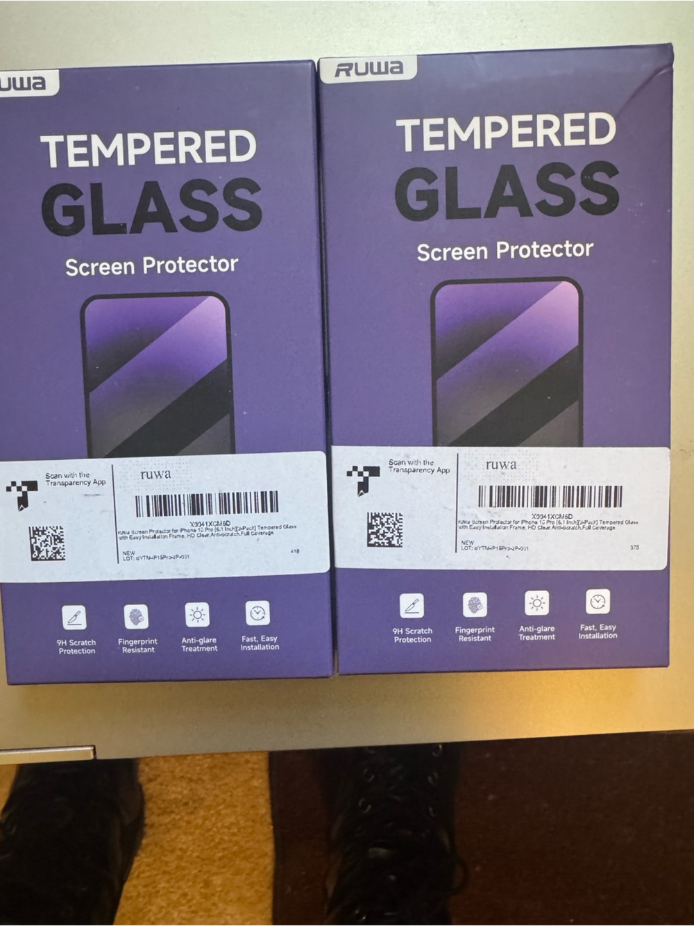 Purple Tempered Glass Screen Protector - Pack of 2